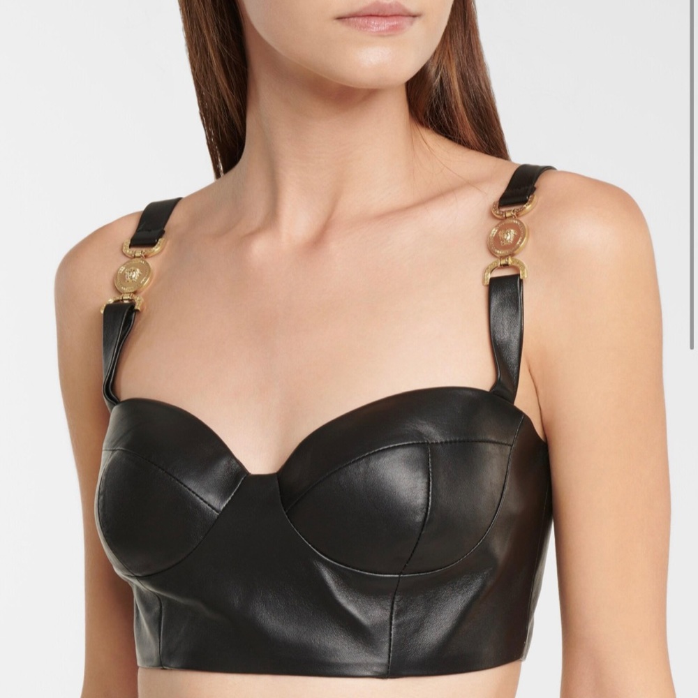 VERSACE Medusa Leather Bralette Top Sz. 46